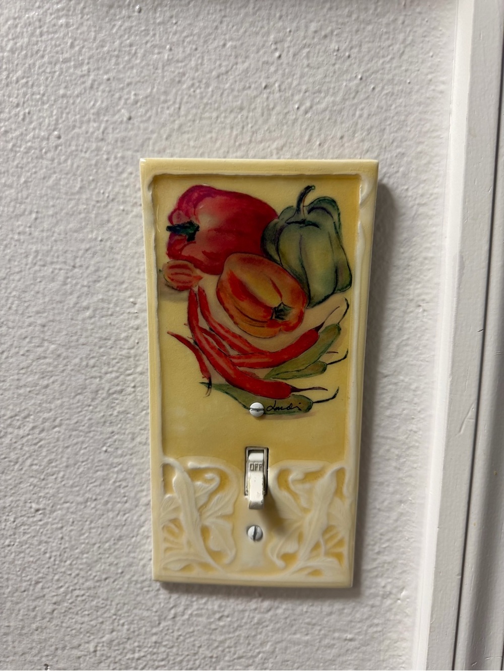 Vintage Ceramic Switch Plate Covers – Signed – Floral Fairy & Garden Vegetable